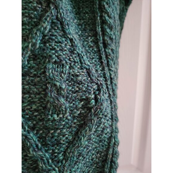 Carraig Donn Irish knitwear Cardigan Womens Green Wool Size Small Fisherman Flaw - Picture 6 of 11